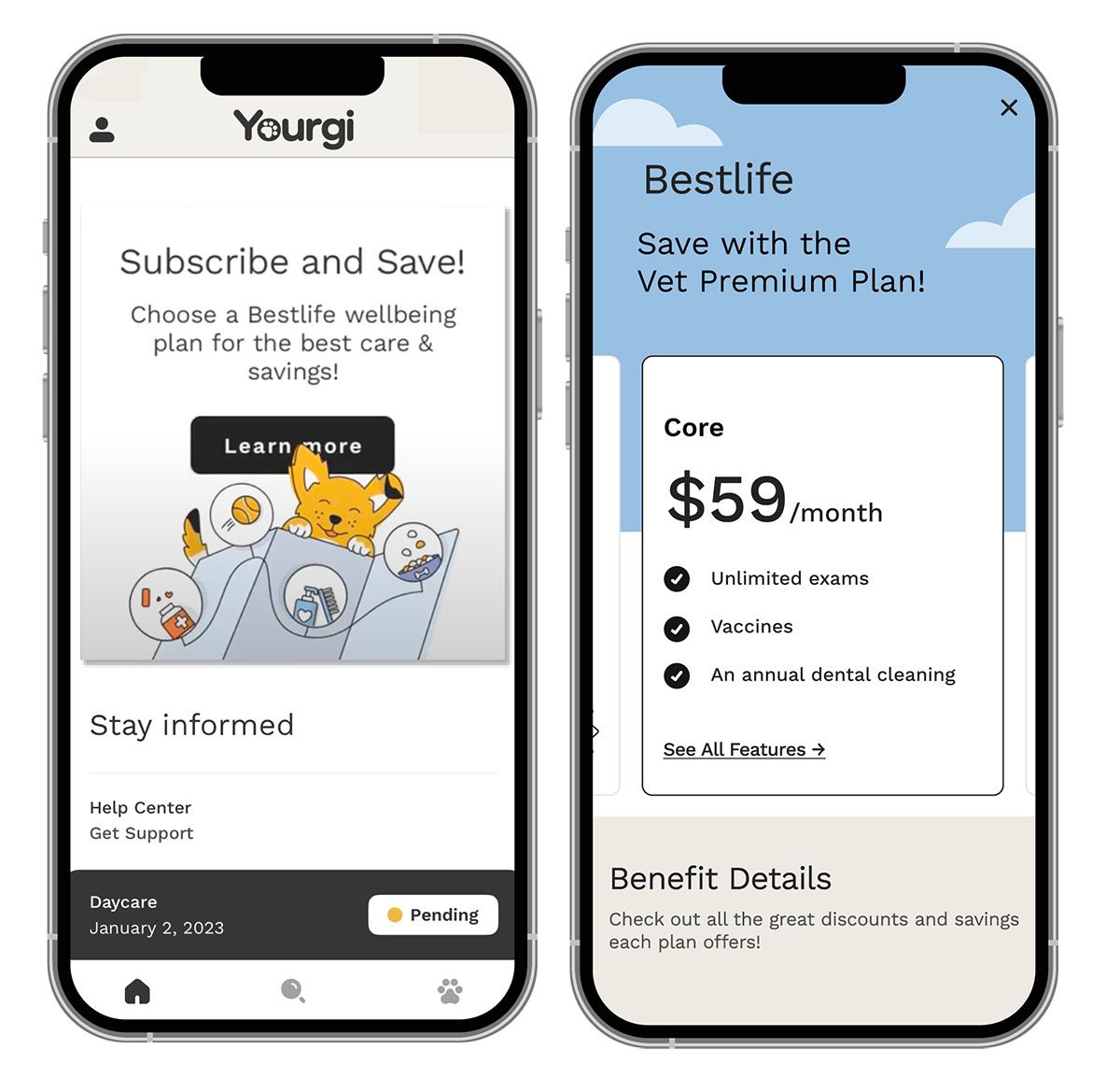 Yourgi and Best Life Mobile Screens